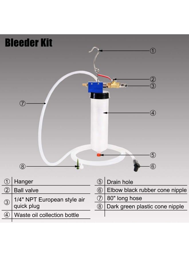 YSTOOL Brake and Clutch Fluid Pneumatic Vacuum Bleeder Bleeding Tool Kit to Change Brake Clutch Oil Power Steering Oil Engine Oil for Auto Car Truck Motorcycle Use - Image 2
