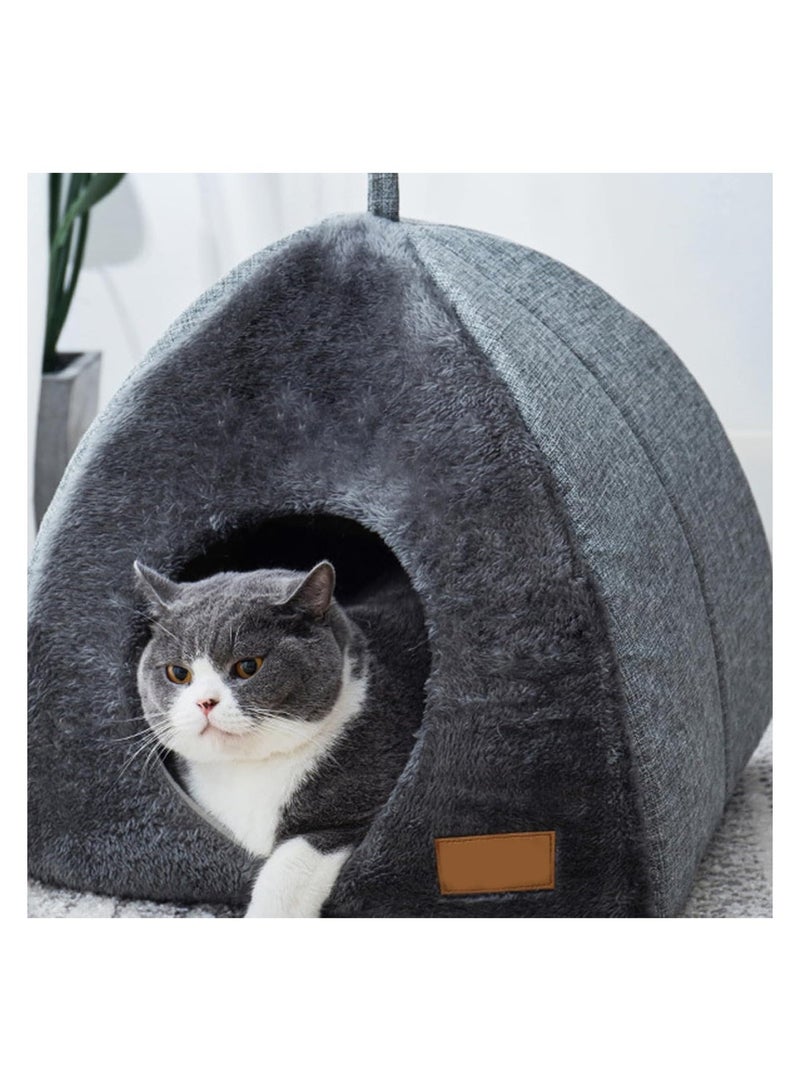 A.M Cat Kennel Portable Cat House Bed Triangle Animals Shelter Pet Beds for Cat Cat Bed Igloo Cat Cave Nest Sleeping Bed for Kitten Cat L Cat Nest - Image 1