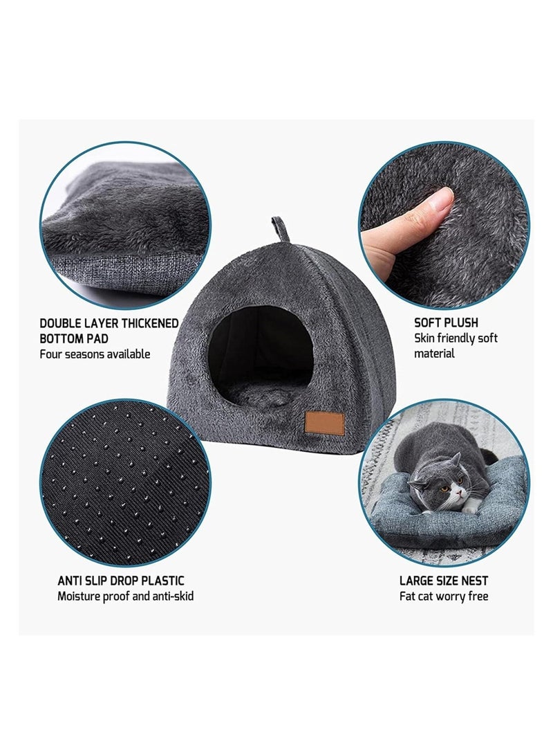 A.M Cat Kennel Portable Cat House Bed Triangle Animals Shelter Pet Beds for Cat Cat Bed Igloo Cat Cave Nest Sleeping Bed for Kitten Cat L Cat Nest - Image 4