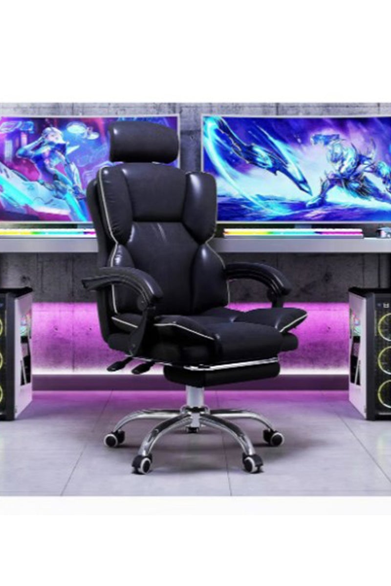 Generic Gaming Office Chair High Back Ergonomic Desk Computer Chair with Lumbar Support Retractable Footrest Adjustable Swivel and Arm-Rest  - Image 1