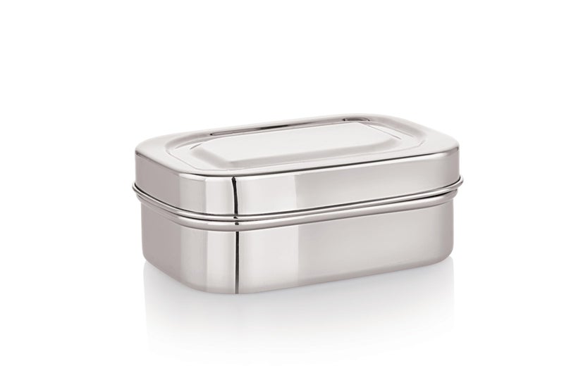 coconut Stainless Steel Rectangle Box - Food Grade, Strong, Heavy Gauge, Long Lasting, Mirror Finish, Tiffin/Lunch Box/Meal Box for School/College/Office - 1 Unit (Small - 350ML) - Image 1