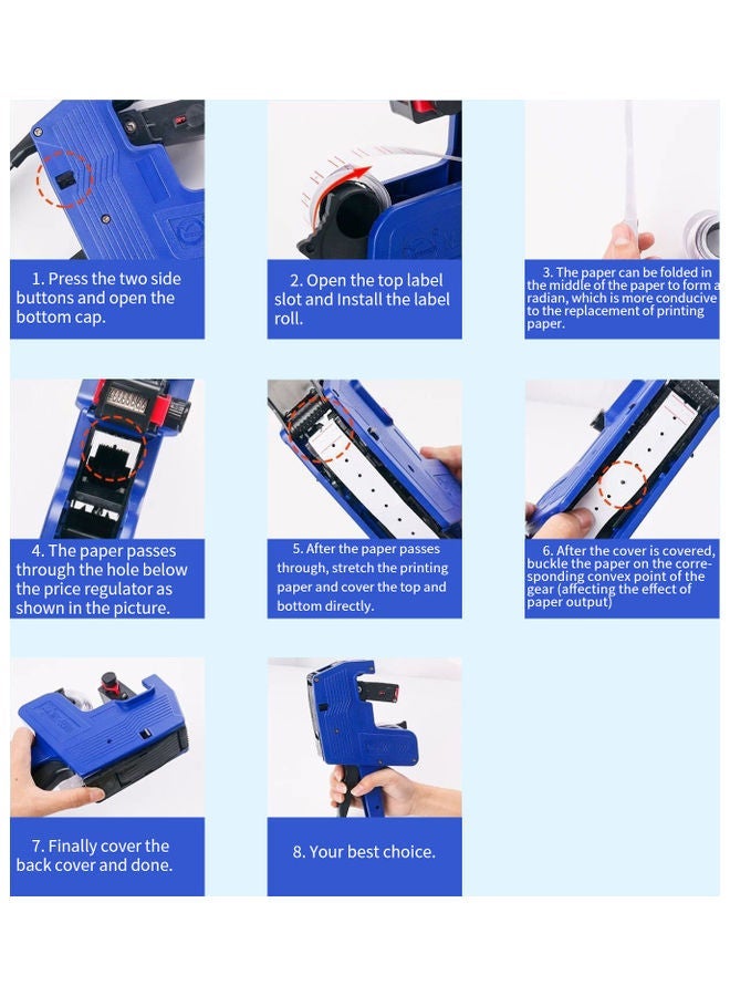 NIBEMINENT 8-Digit Price Tag Label Date Maker Machine with 2 Labels Red/White - Image 4