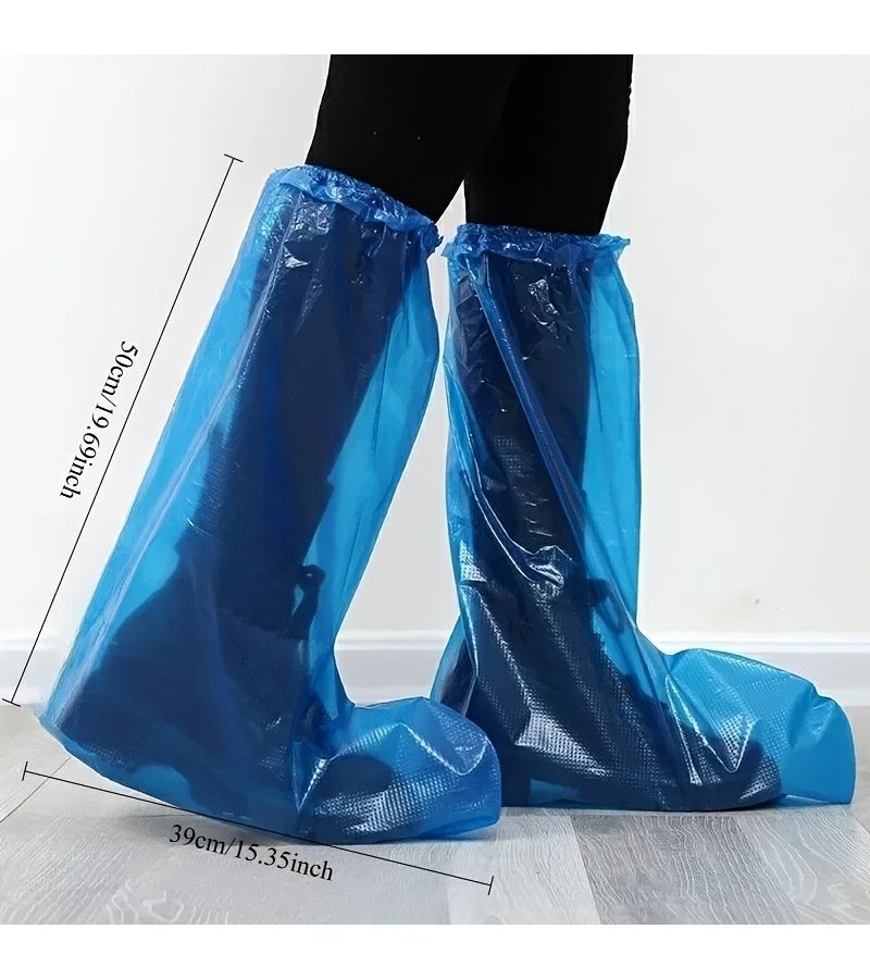 غطاء أحذية disposable مكون من 5 أزواج، شفاف، بلاستيكي، مقاوم للتآكل، للعزل الخارجي - Image 2