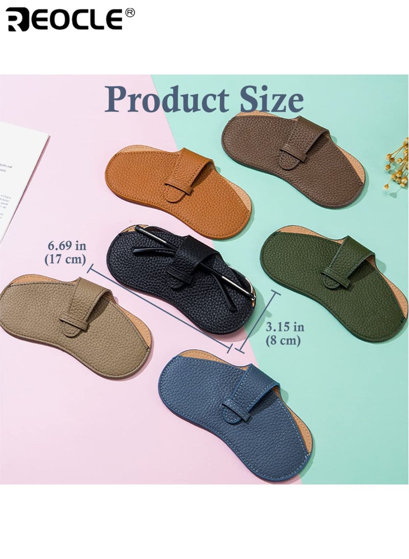 حالة النظارات لينة المحمولة العالمية جلد طبيعي نحيف النظارات الحقيبة للنظارات الشمسية نظارات القراءة نظارات مقاومة للخدش خفيفة الوزن مثالية للطلاب البالغين