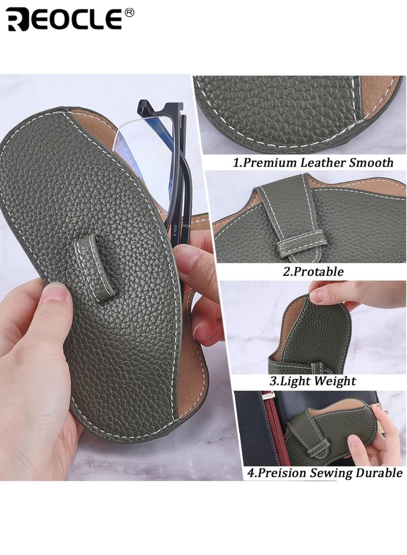 حالة النظارات لينة المحمولة العالمية جلد طبيعي نحيف النظارات الحقيبة للنظارات الشمسية نظارات القراءة نظارات مقاومة للخدش خفيفة الوزن مثالية للطلاب البالغين