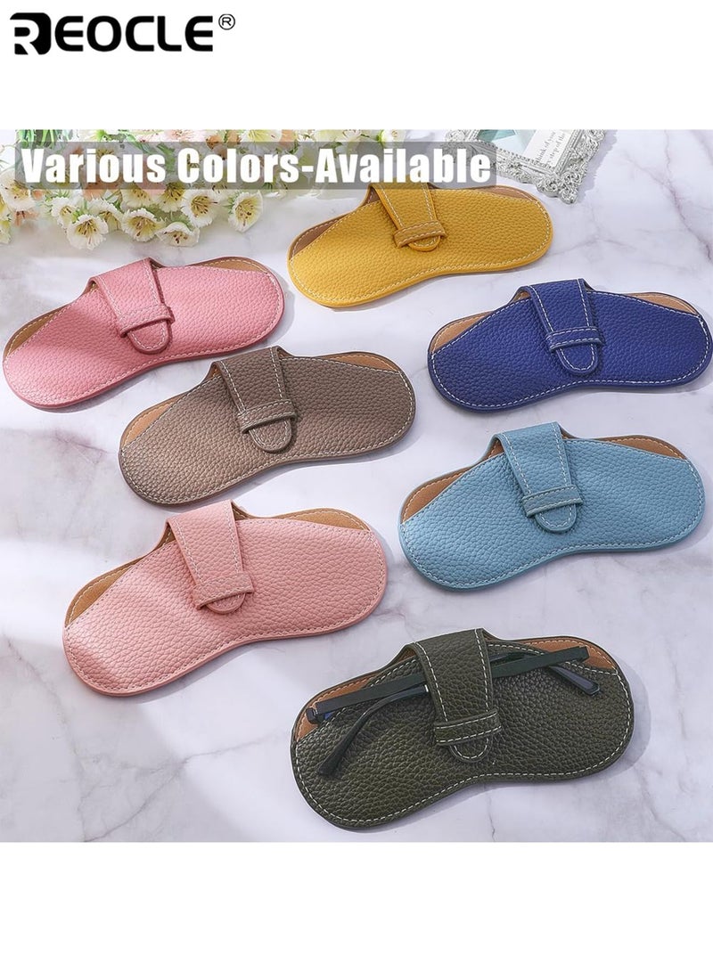 حالة النظارات لينة المحمولة العالمية جلد طبيعي نحيف النظارات الحقيبة للنظارات الشمسية نظارات القراءة نظارات مقاومة للخدش خفيفة الوزن مثالية للطلاب البالغين