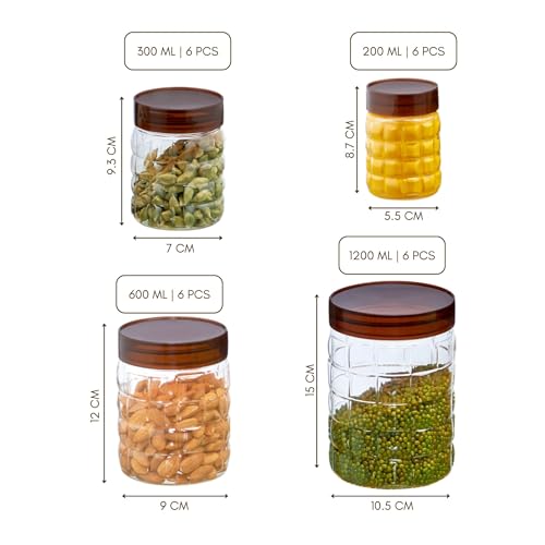 SCL Steelo Solitaire 24 Pcs Plastic Storage Container Set (200ml x 6, 300ml x 6, 600ml x 6, 1200ml x 6) Airtight Kitchen Containers, BPA Free Food Grade PET, Fridge & Freezer Safe - Image 3