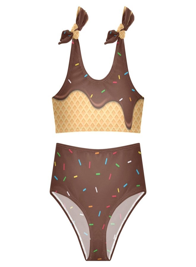 Ceiurey Girls Tankini Swimsuit 2 Piece Ice Cream Chocolate Summer Beach Bikini Bathing Suit 5-6T - Image 1