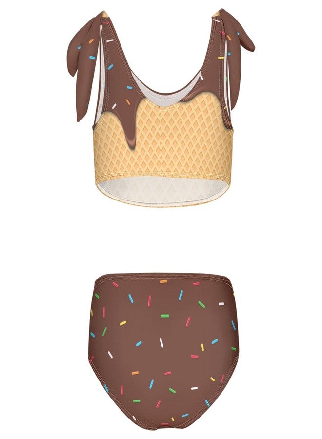 Ceiurey Girls Tankini Swimsuit 2 Piece Ice Cream Chocolate Summer Beach Bikini Bathing Suit 5-6T - Image 2
