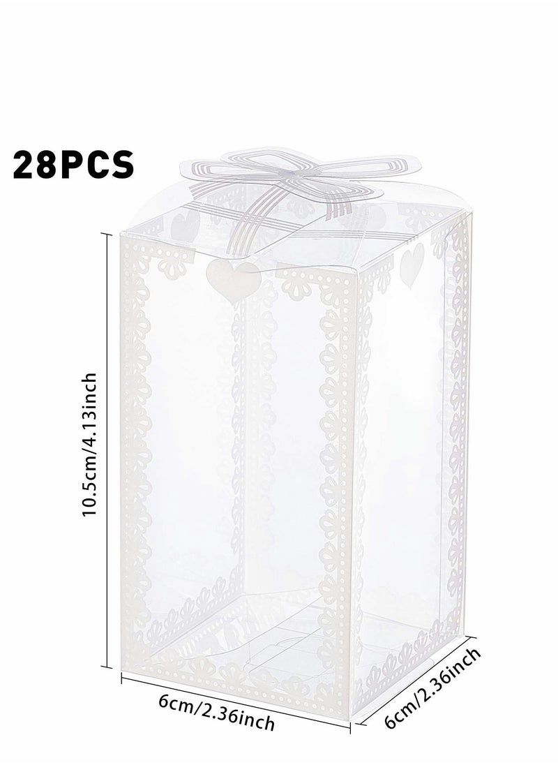 KASTWAVE Rectangle Bow Knot Pattern Clear Plastic Favor Boxes Gift Boxes for Wedding Birthday Party,  's Gift Packaging, 2.3x2.3x4 Inch ( 28PCS )  - Image 2