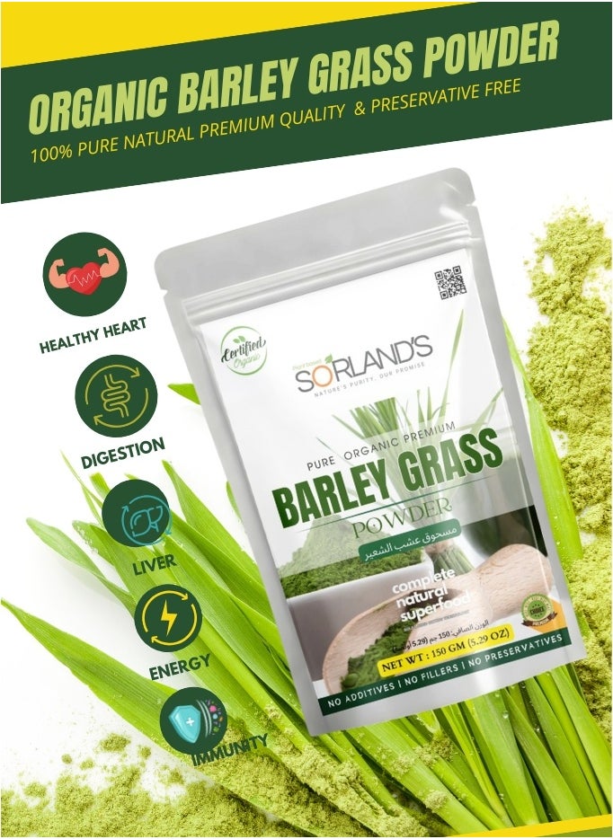 Sorland's Sorland's Organic Barley Grass Powder- 150g | Superfood Rich in Antioxidants, Vitamins & Minerals | Detoxify, Energize & Boost Immunity, Digestive Health | Non-GMO, Gluten Free  - Image 4