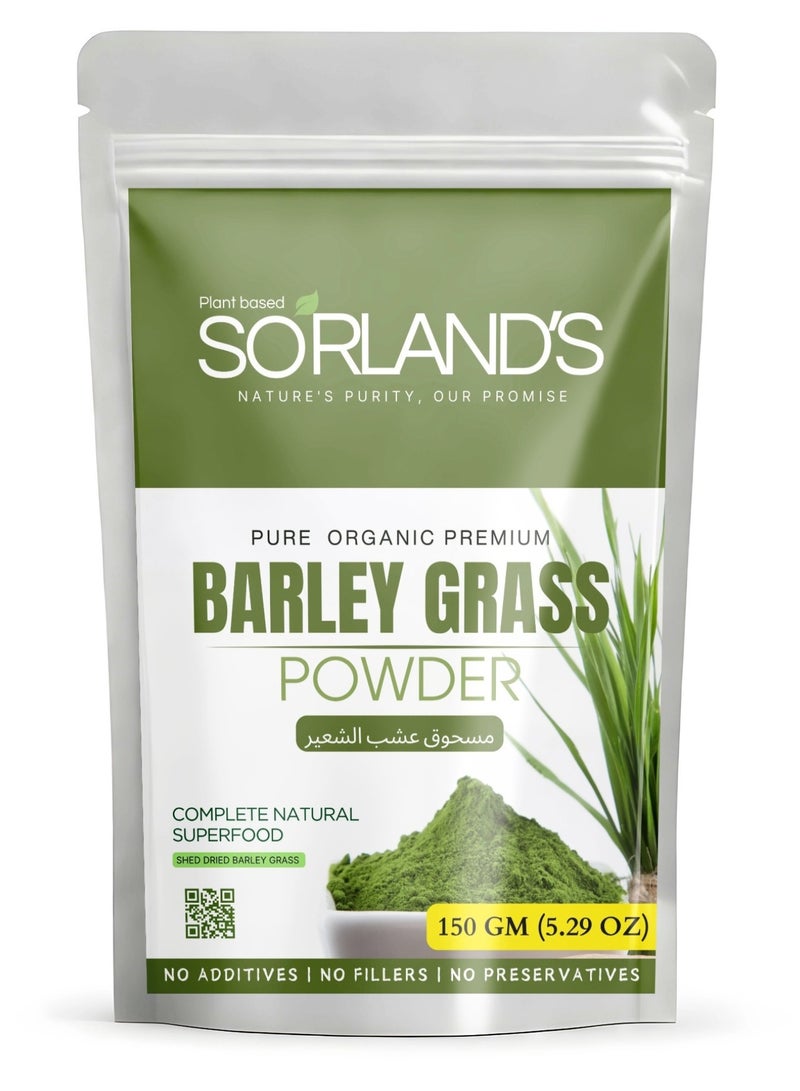 Sorland's Organic Barley Grass Powder- 150g | Superfood Rich in Antioxidants, Vitamins & Minerals | Detoxify, Energize & Boost Immunity, Digestive Health | Non-GMO, Gluten Free - Image 1