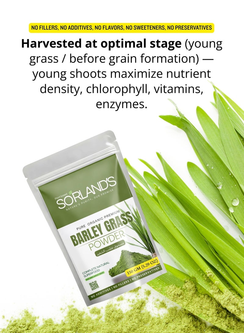 Sorland's Organic Barley Grass Powder- 150g | Superfood Rich in Antioxidants, Vitamins & Minerals | Detoxify, Energize & Boost Immunity, Digestive Health | Non-GMO, Gluten Free - Image 2