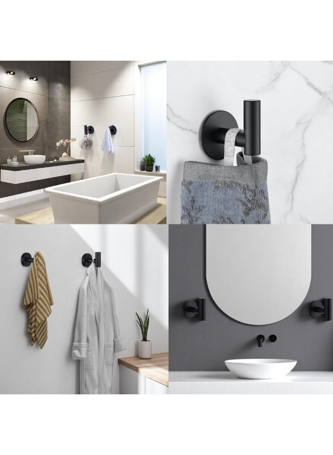 Fasola Self Adhesive Hooks, 4-Pack Black Rustproof Stainless Steel Adhesive Hooks, Heavy Duty No Drill Wall Hooks for Towels and Coats, Waterproof Adhesive Bathroom and Kitchen Hooks for Home Organization (Matte Black) - Image 5