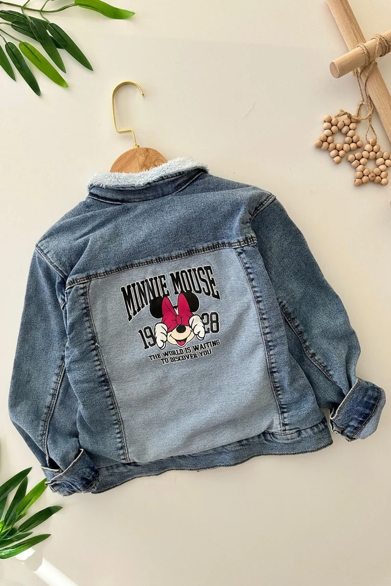 مينيمن جيجيليري My Little One's Cici Soft Denim Mnn Ms Printed Inside Welsoft Girls Denim Jacket - Blue