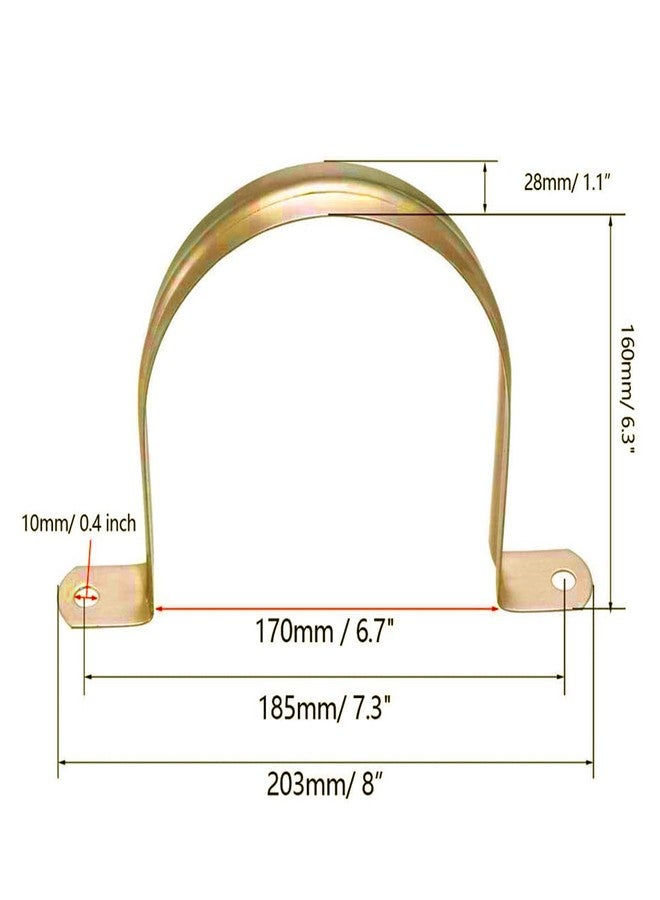 ZLYY 6inch Pipe Strap Clamp,Two Holes,Galvanized,U-Tube Strap Clamp,U Bracket Tube Clip,Secures Conduit（2Pcs,6inch,Brass tone, 185mmmm) - Image 3