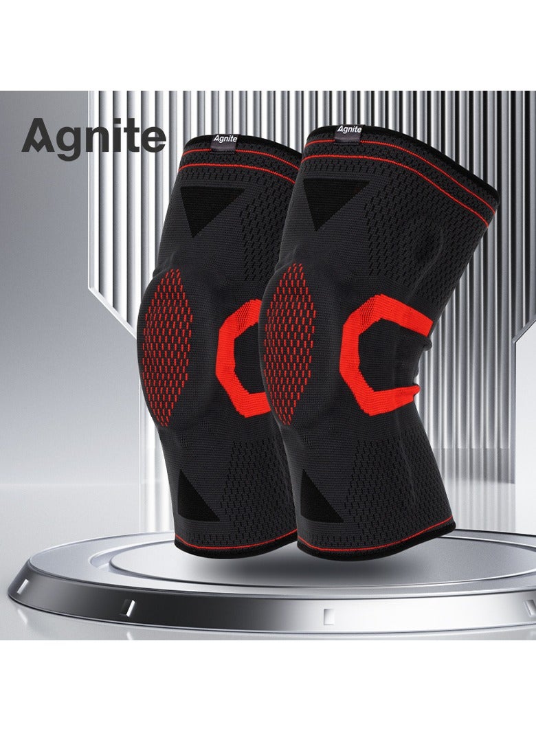 Agnite Er364 Knee Brace  Silicone Shock Absorption + Double-Sided Spring Support  Breathable Sports Knee Support For Running, Gym, Fitness, Joint Protection & Recovery  One Size Fits All (40-60Kg) - Image 2