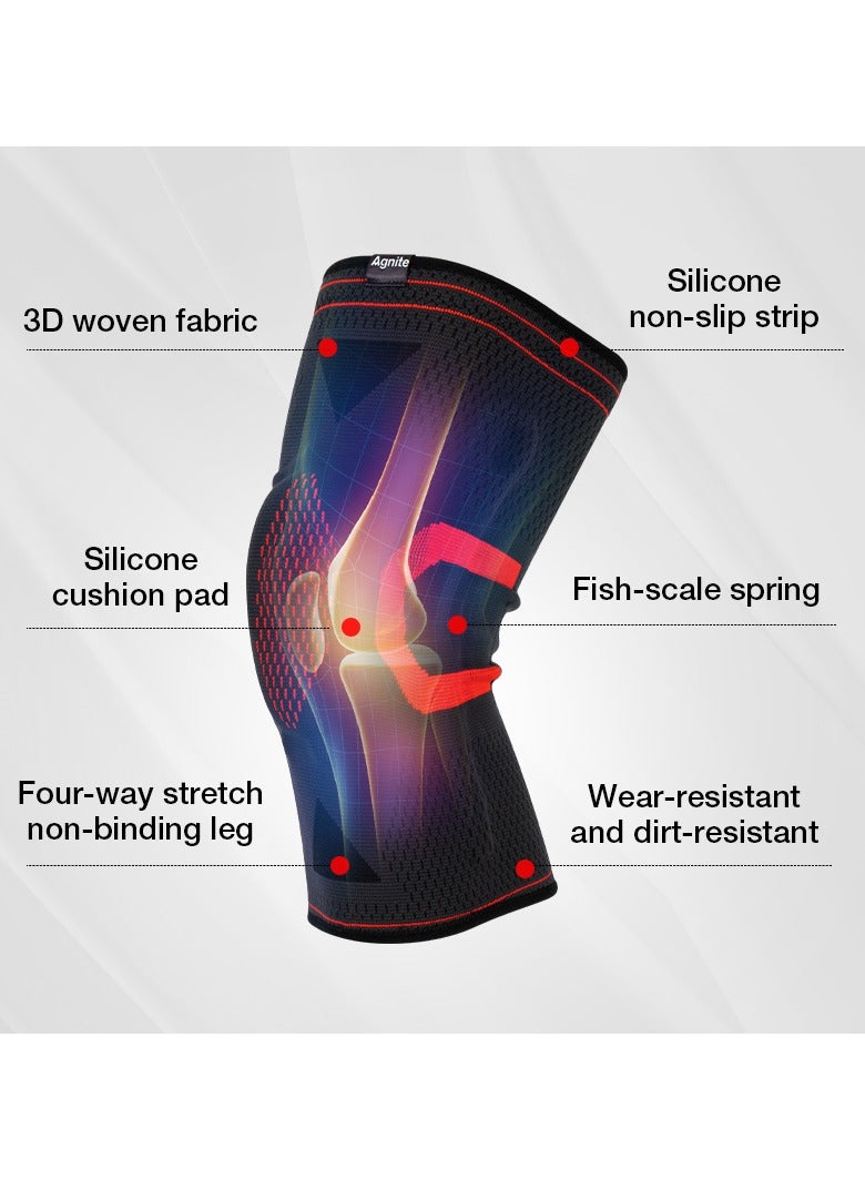 Agnite Er364 Knee Brace  Silicone Shock Absorption + Double-Sided Spring Support  Breathable Sports Knee Support For Running, Gym, Fitness, Joint Protection & Recovery  One Size Fits All (40-60Kg) - Image 3