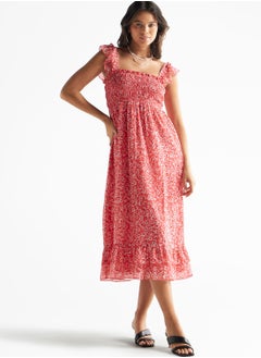 FAV Floral Square Neck Ruched Dress  - Image 1