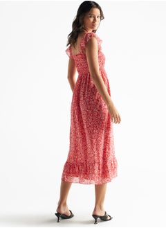 FAV Floral Square Neck Ruched Dress  - Image 2