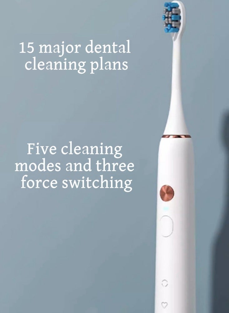 Electric Toothbrush Adult Home Magnetic Suspension Soundwave Electric Soft Hair Toothbrush Charging Couple Gift Gift 【 Soft Mist Blue Gift Box 】 5 DuPont Antibacterial Soft Brush Heads - Image 5