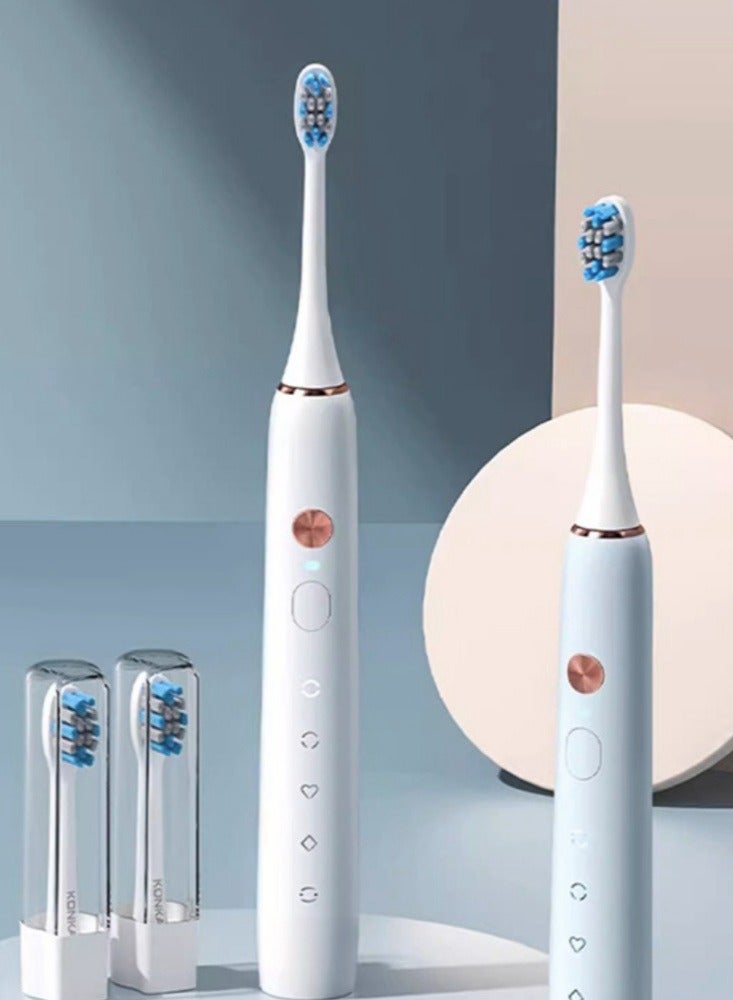 Electric Toothbrush Adult Home Magnetic Suspension Soundwave Electric Soft Hair Toothbrush Charging Couple Gift Gift 【 Soft Mist Blue Gift Box 】 5 DuPont Antibacterial Soft Brush Heads - Image 2