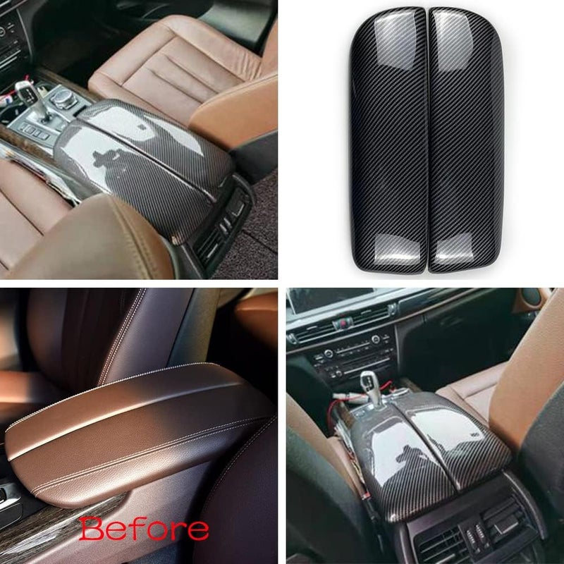 CHUANGHUI NA for BMW X5 X6 F15 F16 ABS Carbon Fiber Color Car Interior Center Armrest Box Cover Console Box Storage Box Trim Covers (X5 F15 F85 2014-2018 / X6 F16 F86 2015-2019) - Image 2