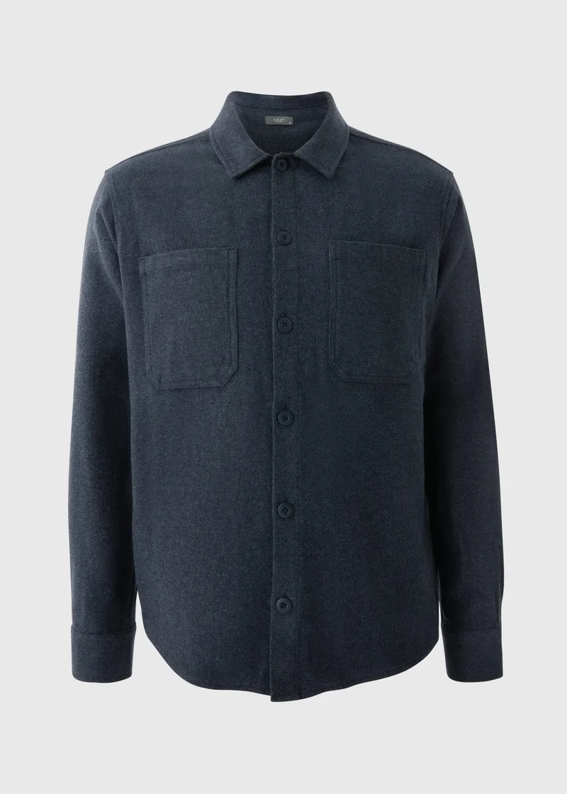 Matalan Navy Plain Brushed Overshirt