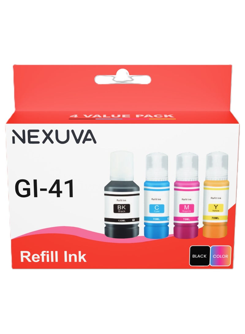 NEXUVA GI41 GI-41 Premium Color Compatible Bulk Bottle Water Based Refill Ink for Canon PIXMA G2460 G3420 G3460 G2420 Printer - Image 1