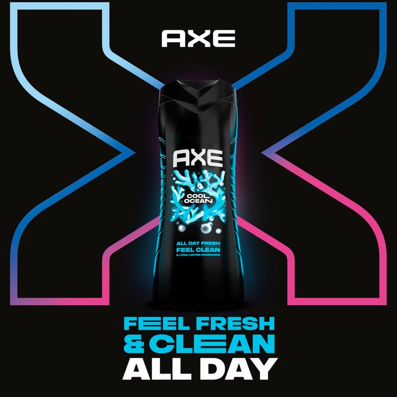 AXE Cool Ocean Men's Body Wash With Essential Oils 12H Refreshing Scent Body Wash For Men, Clean and Fresh Scent 16 oz - Image 3