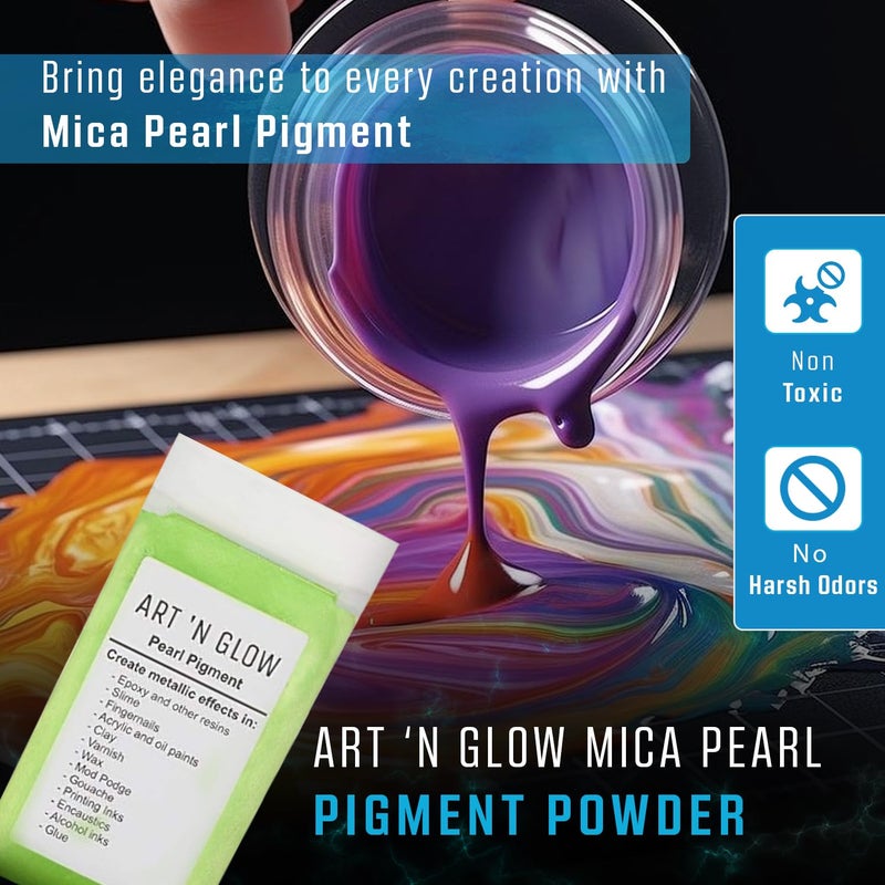 Art 'N Glow Mica Pearl Pigment Powder - 25 Grams - Fine Pearl Pigment for Epoxy Resin - Great Choice for Creatives - Acrylic Paints - Art Crafts - Bath Bomb - 10+ Colors Available - (Fuchsia) - Image 5