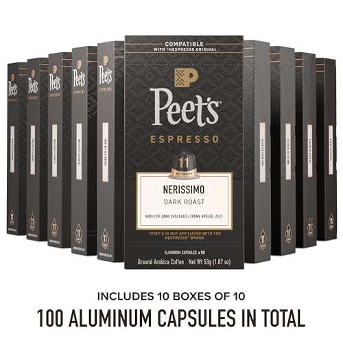 Peet's Coffee Peets Coffee Dark Roast Espresso Capsules Compatible with Nespresso Original Machine 100 Arabica Coffee  Nerissimo Intensity 11 100 Count 10 Boxes of 10 Espresso Capsules - Image 5