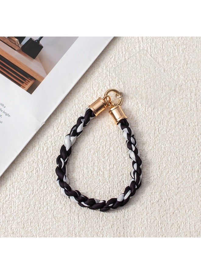 NIBEMINENT Beaded Phone Lanyard, Anti Lost Removable Wrist Strap, Chain Weaving Bracelet Pendant, Phone Keychain Lanyard,14/Black