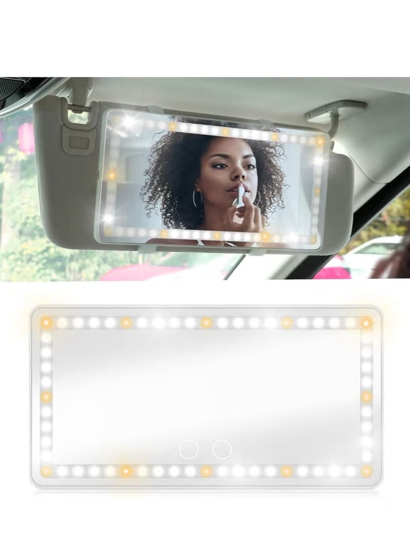 REBENUO Car Vanity Mirror Rechargeable Makeup Car Visor Mirror 60 Leds 3 Light Modes with Touch on Screen for Car Truck Suv - Image 1
