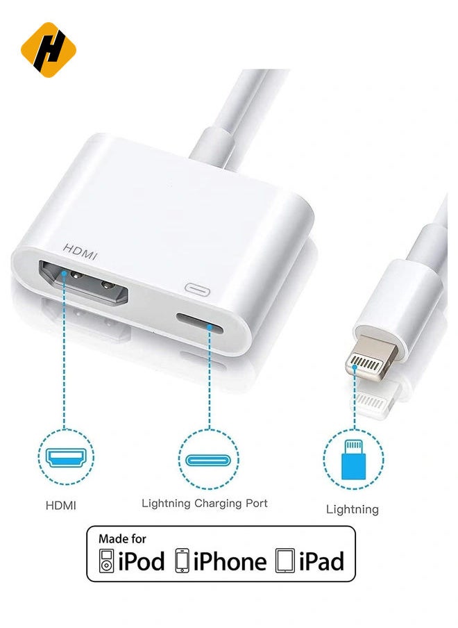 هوها [Apple MFI Certified] Lightning to HDMI Adapter for iPhone to TV ، 1080p Digital AD AV AVALS CONCETRONCER  - Image 2
