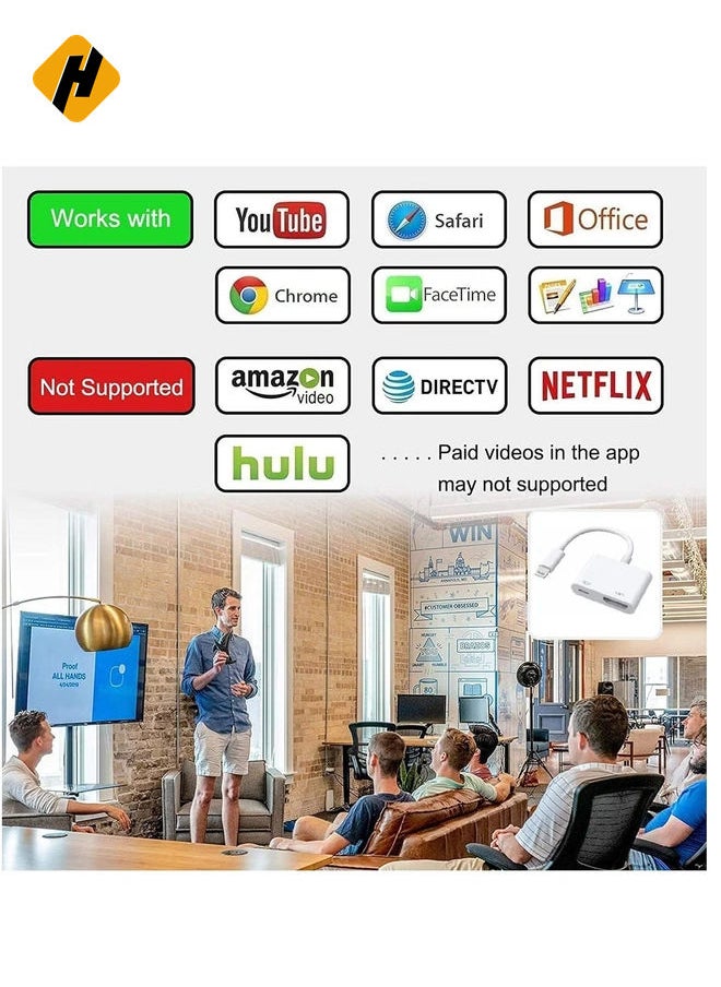 هوها [Apple MFI Certified] Lightning to HDMI Adapter for iPhone to TV ، 1080p Digital AD AV AVALS CONCETRONCER  - Image 5