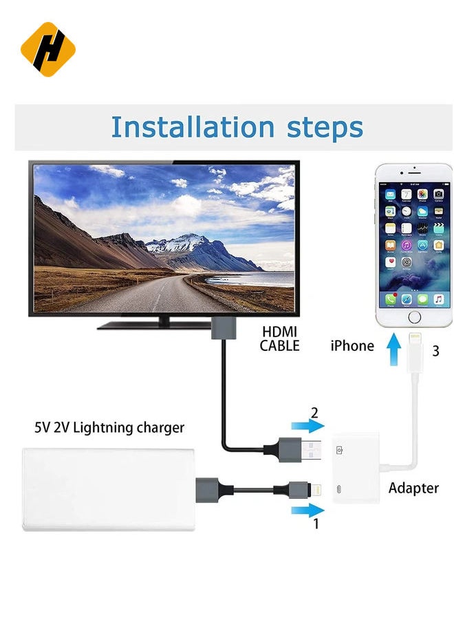 هوها [Apple MFI Certified] Lightning to HDMI Adapter for iPhone to TV ، 1080p Digital AD AV AVALS CONCETRONCER  - Image 3