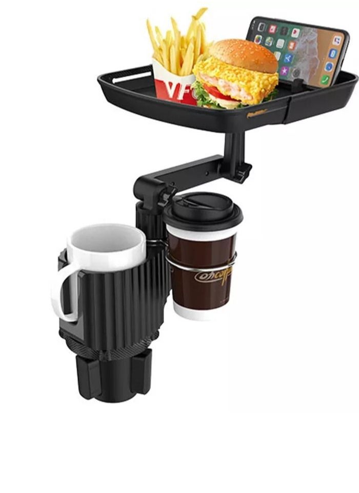 HARLEY FITNESS - 2 in 1 Multifunctional Car Cup Drink Holder, Expander Adjustable Detachable Food Tray, can extend to 9.4x8.3 inch, with flexible silicone phone slot - Image 1