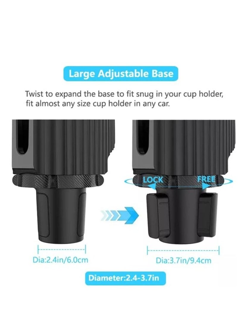 HARLEY FITNESS - 2 in 1 Multifunctional Car Cup Drink Holder, Expander Adjustable Detachable Food Tray, can extend to 9.4x8.3 inch, with flexible silicone phone slot - Image 1
