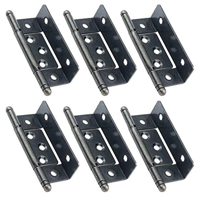 Antrader 6 Pcs Bronze Full Inset Partial Wrap Cabinet Hinges 3.5-inch Semi-Wraparound Cover Hinges Long Axis Tip Hinge