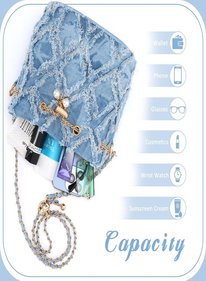 SUKUTU Denim Bucket Bag for Women Trendy Jean Purse Drawstring Crossbody Shoulder Bag Hobo Bag - Image 5