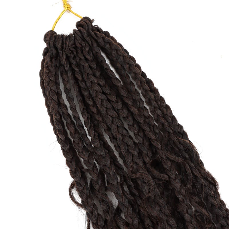 LMZIM Bohemian Box Braids Crochet Hair 18 Inch Goddess Box Braids Crochet Hair for Black Women 8 Packs Boho Box Braids with Curly Ends 3X Crochet Braids Synthetic Braiding Hair T1B/30 - Image 4