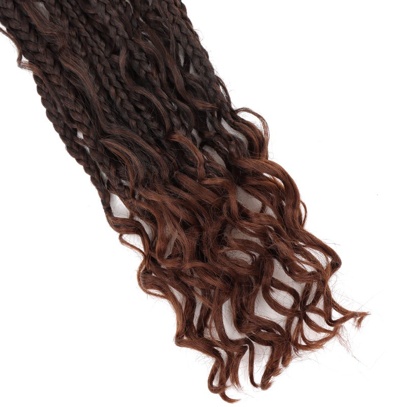 LMZIM Bohemian Box Braids Crochet Hair 18 Inch Goddess Box Braids Crochet Hair for Black Women 8 Packs Boho Box Braids with Curly Ends 3X Crochet Braids Synthetic Braiding Hair T1B/30 - Image 5