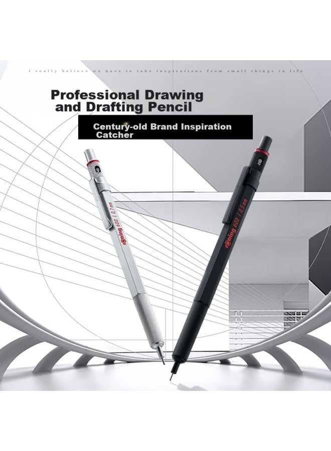 Rotring Automatic Pencil 0.5mm, Lead Refill Not Easily Broken, German High-quality Professional Drawing Tool - 600 Series Black Single Pack - Image 1