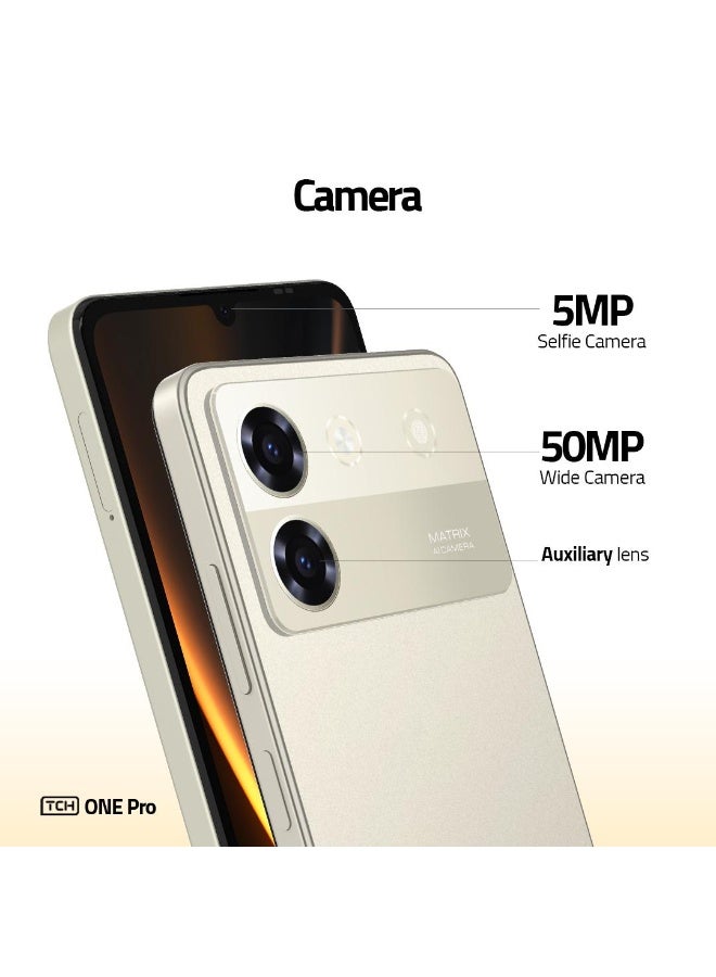 TCH ONE PRO GOLD SMARTPHONE 6GB (Physical) RAM + 6GB (Virtual) RAM 128GB ROM (International Version) Dual Sim - Image 4