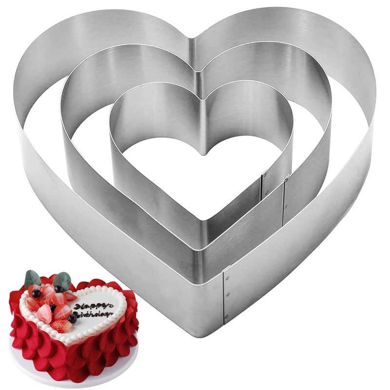QEEYON 3 Pieces of Heart Cutters Set 468 Inch Large Size Stainless Steel Cookie Metal Molds Cake Cutters Pastry Cutters for Scones for Kitchen Baking Birthday Valentines Day Christmas