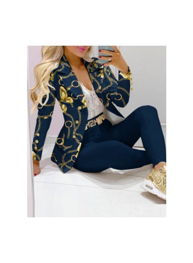 Shougu Fashionable Printed Long Sleeved Casual Suit And Pants Set  - Image 1