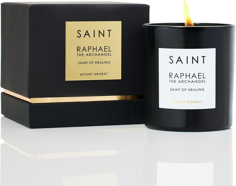 SAINT Raphael The Archangel Scented Candle with Prayer, Prayer Coin, and Holy Oil, Soy Coconut Aromatherapy Candle with 50 Hour Burn Time