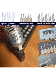 E6000 Plus Adhesive Bundle 1.9 Fl Oz Tube With 10 Snip Tip Applicators Set Of 5 Plastic Spreader Tools And Set Of 5 Nail Dotting Tools Doubleheaded With Various Sizes For Optimal Application  - Image 2