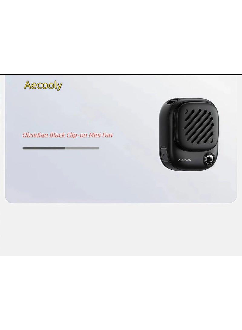 Aecooly Magnetic Stick-on Small Fan Portable Neck-hanging Rechargeable Outdoor Fan with Long Battery Life (Obsidian Black) - Image 1